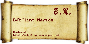 Bálint Martos névjegykártya